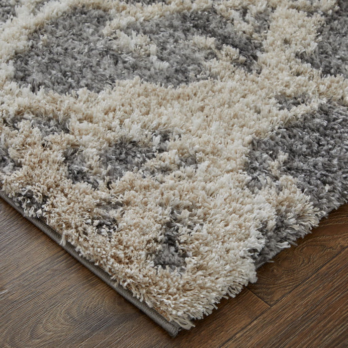 10' x 14' Abstract Power Loom Stain Resistant Area Rug - Gray And Ivory