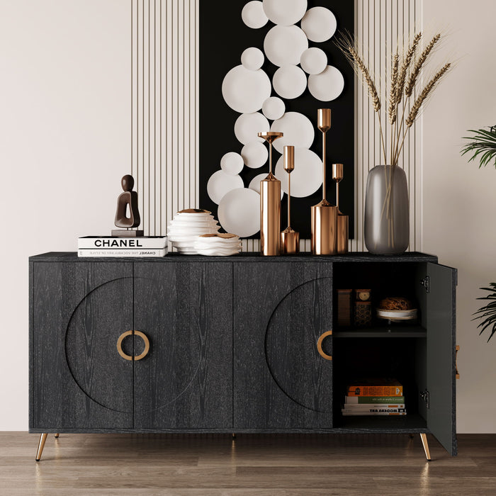 Modern Giga lacquered wooden sideboard with four doors, ideal for living room, entryway, hallway, office, or kitchen storage.
