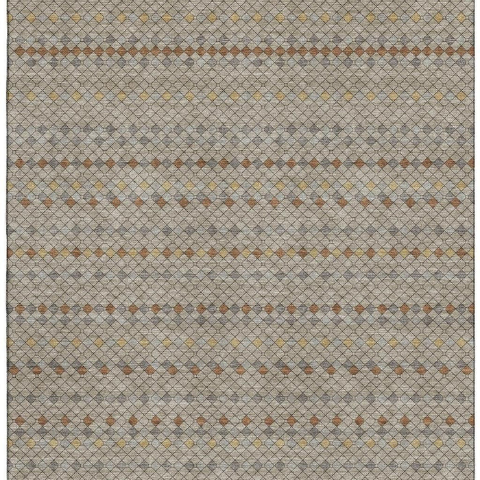 10' X 14' Striped Washable Area Rug With UV Protection (693570) - Taupe / Copper / Gold