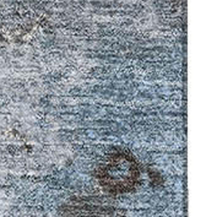 10' X 14' Abstract Washable Area Rug With UV Protection (710352) - Sky Blue / Brown