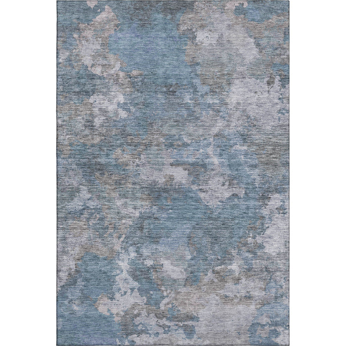 10' X 14' Abstract Washable Area Rug With UV Protection (710316) - Denim Blue / Gray