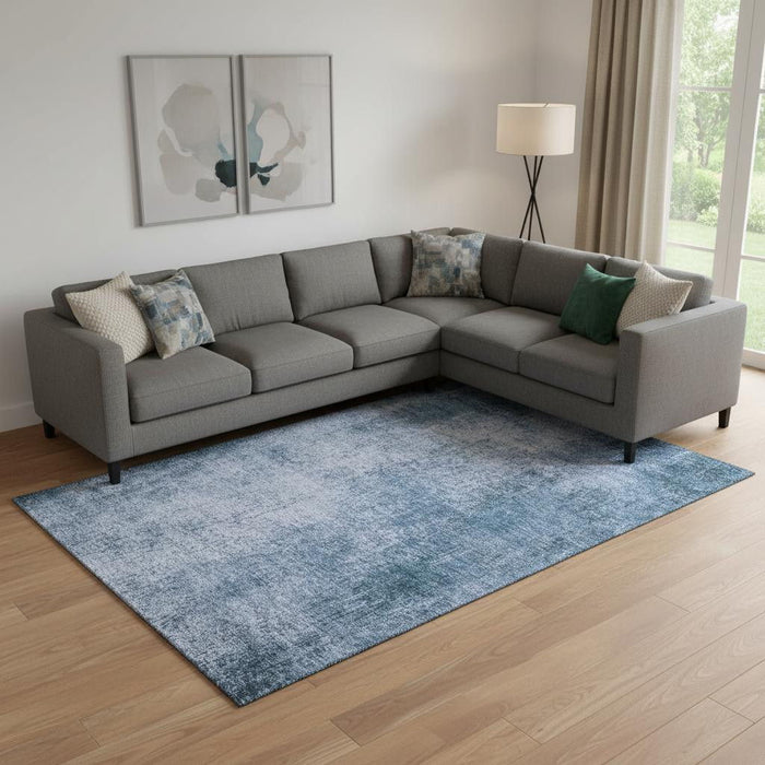 10' X 14' Abstract Washable Area Rug With UV Protection (707599) - Blue / Sky Blue