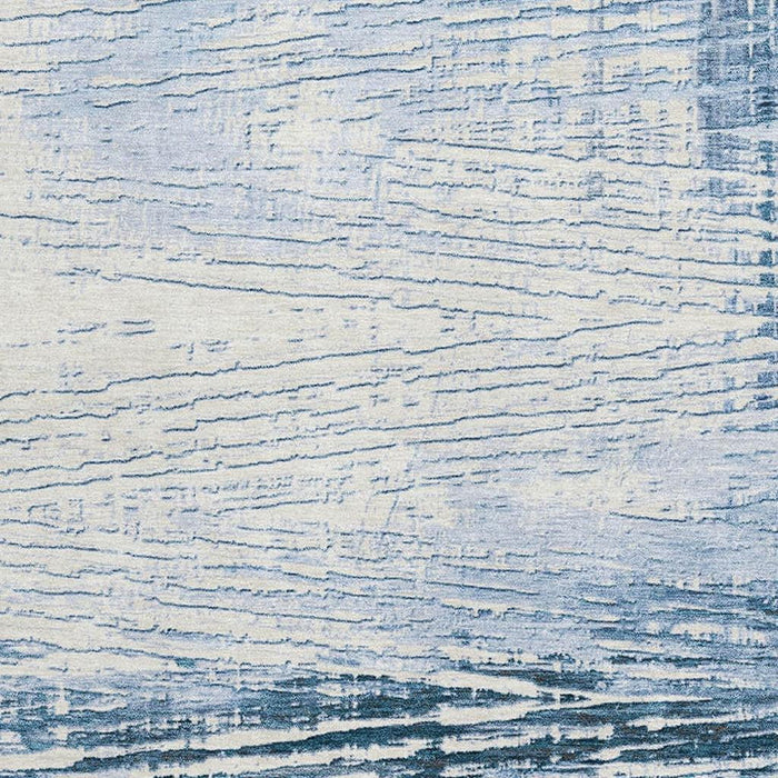 10' X 14' Striped Washable Area Rug With UV Protection (710040) - Sky Blue / Ivory