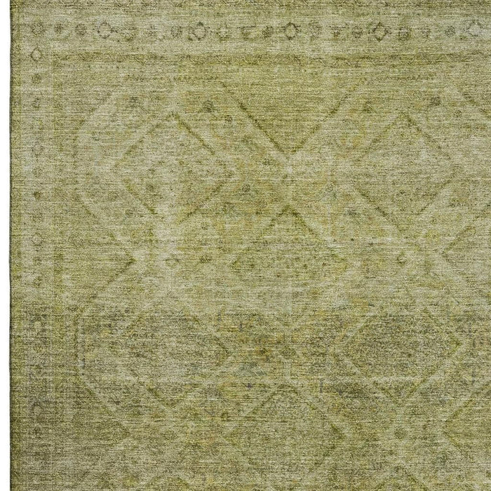 10' X 14' Geometric Washable Area Rug With UV Protection (716737) - Sage / Beige