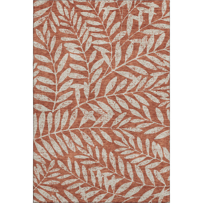 10' X 14' Floral Washable Area Rug With UV Protection (671480) - Rust / Beige