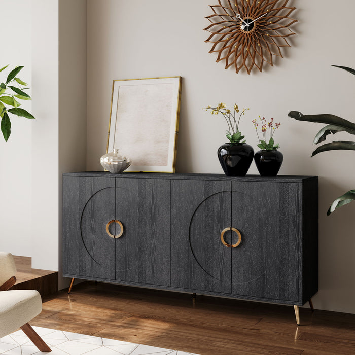 Modern Giga lacquered wooden sideboard with four doors, perfect for living room, entryway, hallway, or dining room storage.