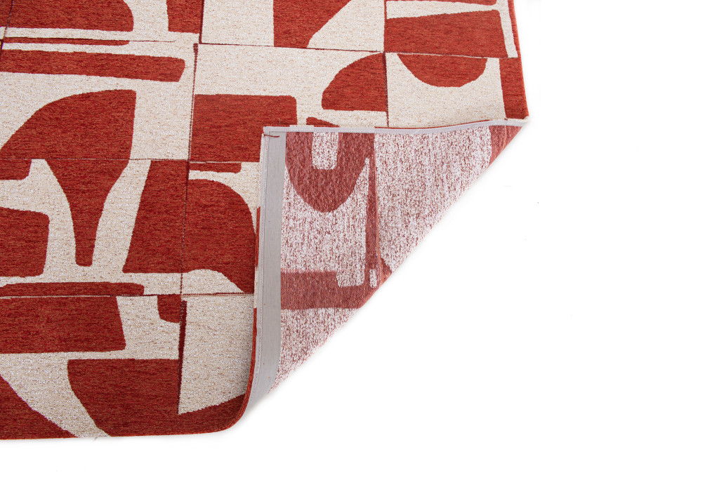3' X 5' Geometric Washable Area Rug (551972) - Red / White