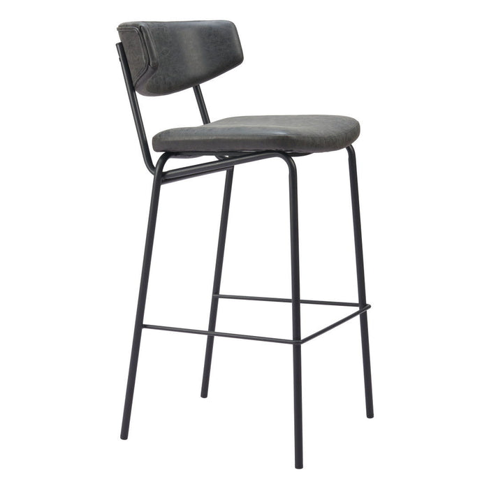 26" Faux Leather Low Back Counter Height Bar Chairs (Set of 2) - Black