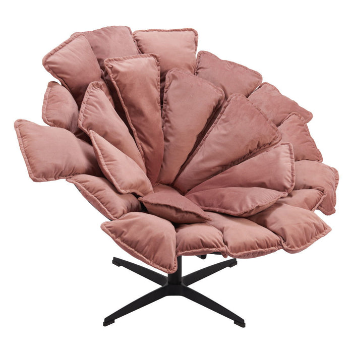 42" Velvet And Upholstered Swivel Side Chair - Pink / Black