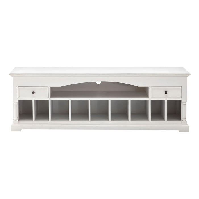 Solid Console Table With Shelves And Drawers - White