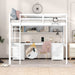 Giga loft bed with integrated desk, storage cabinets, drawers, charging station, and bedside tray in a modern bedroom setting.