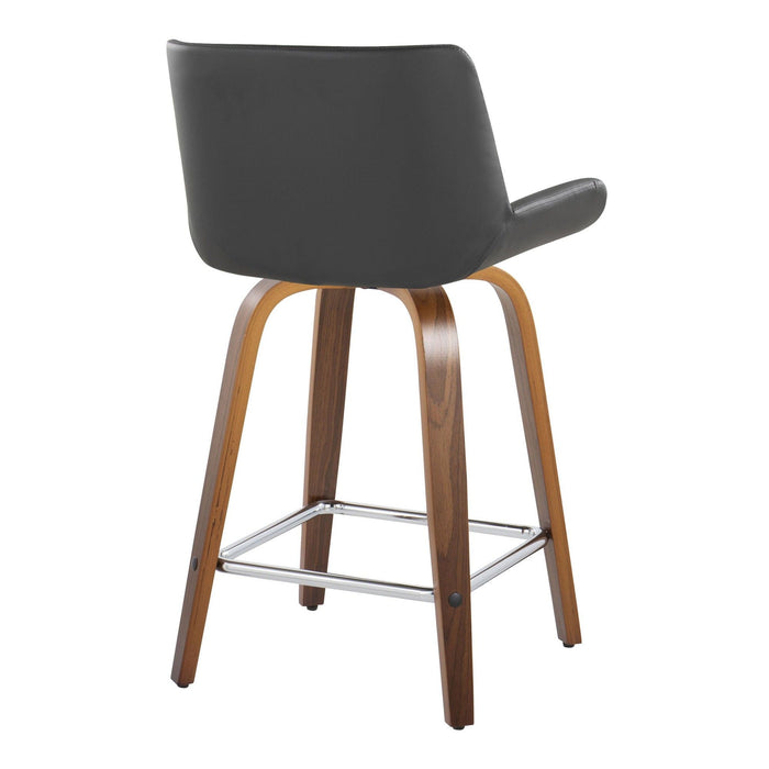 Santi - 24" Fixed-Height Counter Stool With Swivel - Walnut Wood (Set of 2)