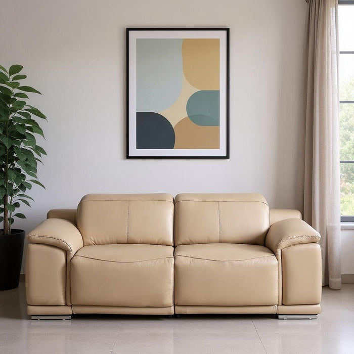 Leather Power Reclining Loveseat (643819) - Battleship Gray / Silver