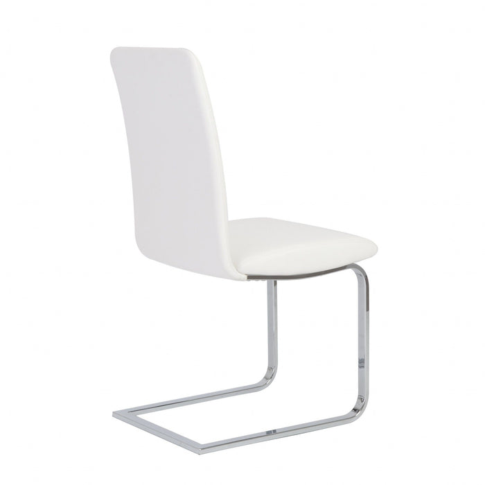 Upholstered Leather Dining Room Side Chairs (Set of 2) - White