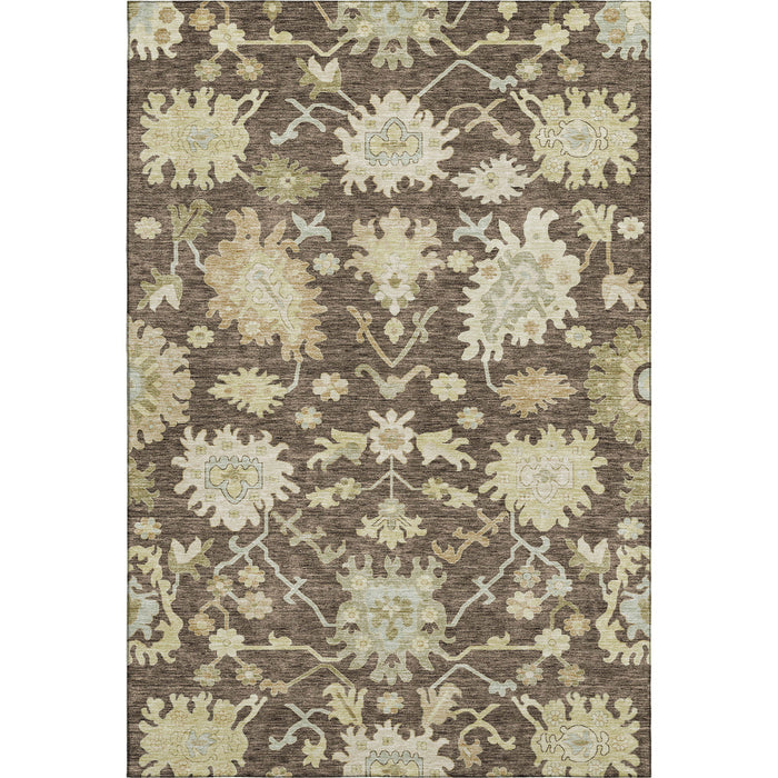 10' X 14' Floral Medallion Washable Area Rug With UV Protection (686849) - Chocolate / Beige / Ivory