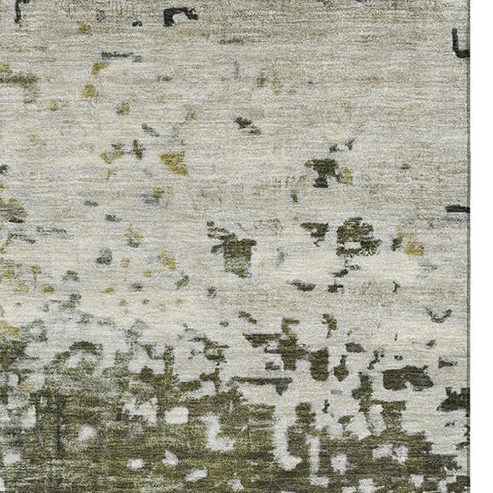 10' X 14' Abstract Washable Area Rug With UV Protection (699658) - Graphite / Green / Ivory