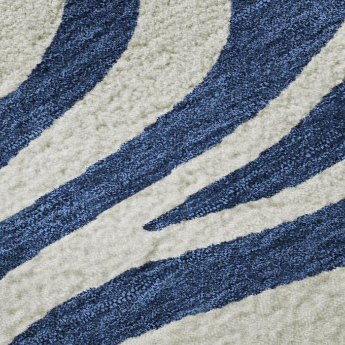 10' X 14' Animal Print Washable Area Rug With UV Protection (681785) - Navy Blue / Ivory