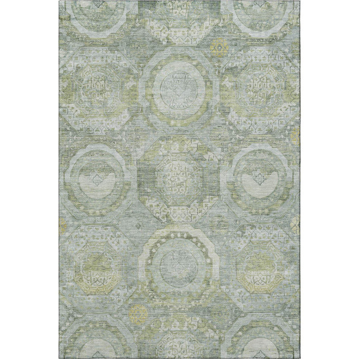10' X 14' Mosaic Washable Area Rug With UV Protection (696416) - Sage / Gold / Gray