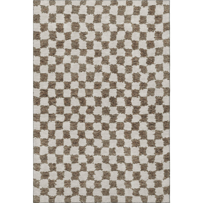 10' X 14' Geometric Washable Area Rug With UV Protection (709378) - Brown / Ivory