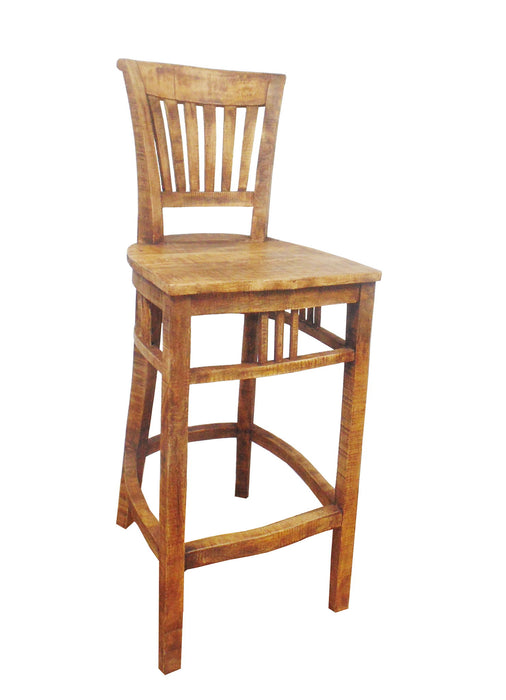 Solid Wood Low Back Counter Height Bar Chair - Natural
