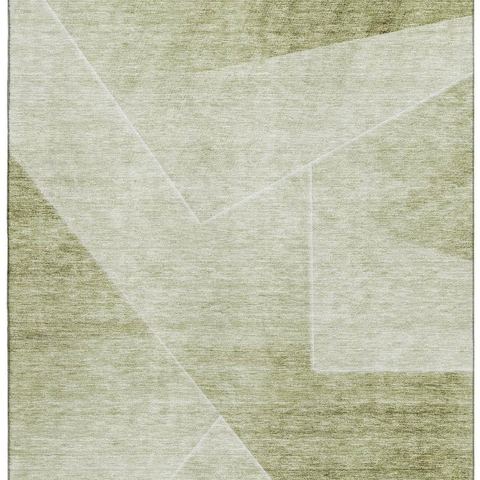 8' X 10' Geometric Washable Area Rug Polyester With UV Protection - Sage And Ivory