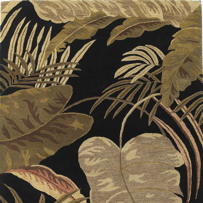 8' x 11' Hand Tufted Tropical Leaves Indoor Area Rug - Midnight Black