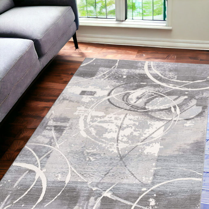 6' x 9' Abstract Power Loom Area Rug - Gray