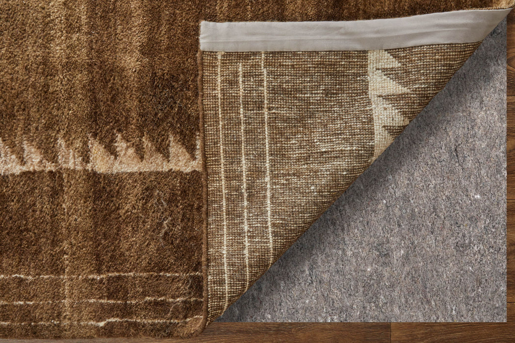 8' X 10' Wool Abstract Hand Knotted Distressed Area Rug (617266) - Brown / Ivory
