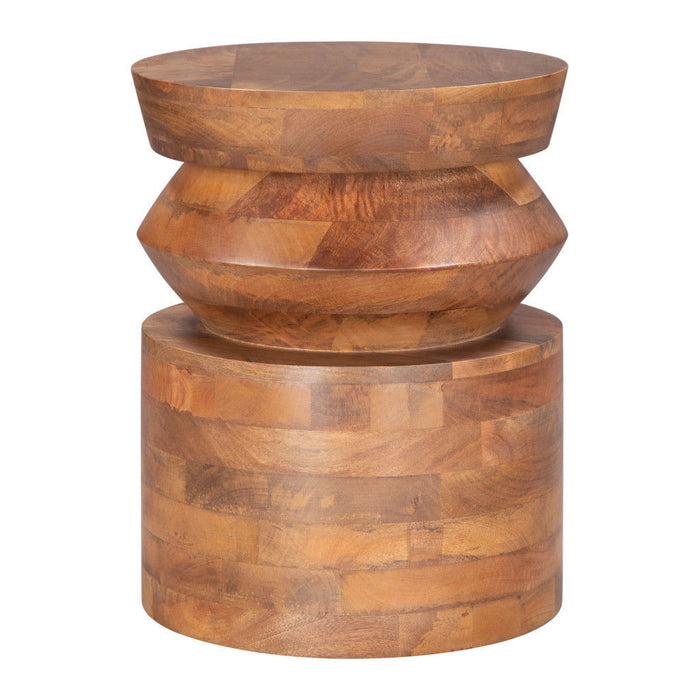 19" Solid Wood Round Pedestal End Table - Brown