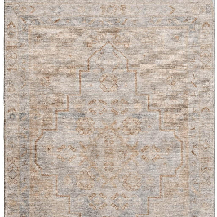10' X 14' Medallion Washable Area Rug With UV Protection (708055) - Copper / Gray