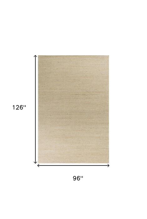 8' x 11' Indoor Area Rug - Ivory Hand Woven Wool And Jute