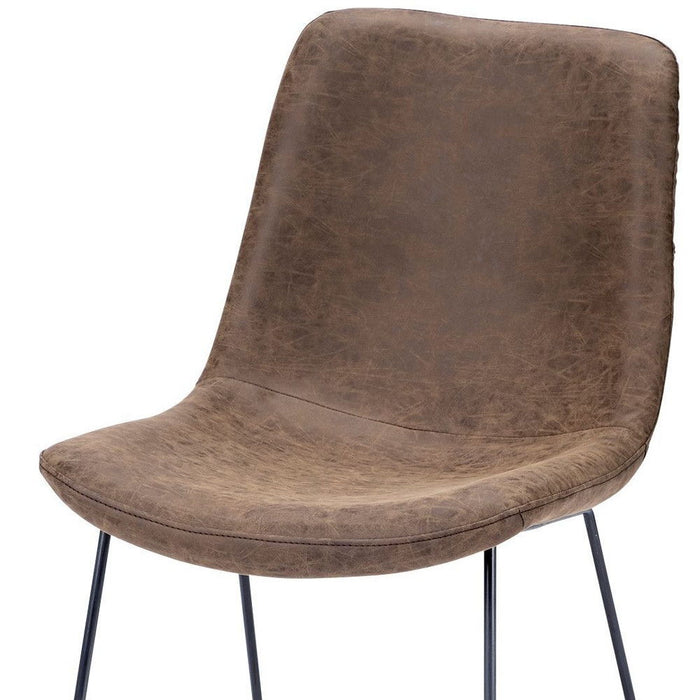 Upholstered Faux Leather Dining Side Chair - Brown