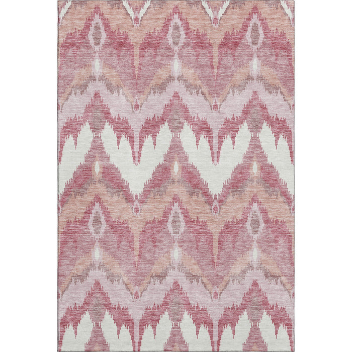 8' X 10' Ikat Washable Area Rug With UV Protection - Blush