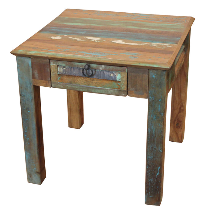 24" Solid Wood Square End Table With Drawer - Brown