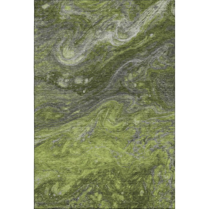 10' X 14' Abstract Washable Area Rug With UV Protection (650848) - Green / Gray / Ivory