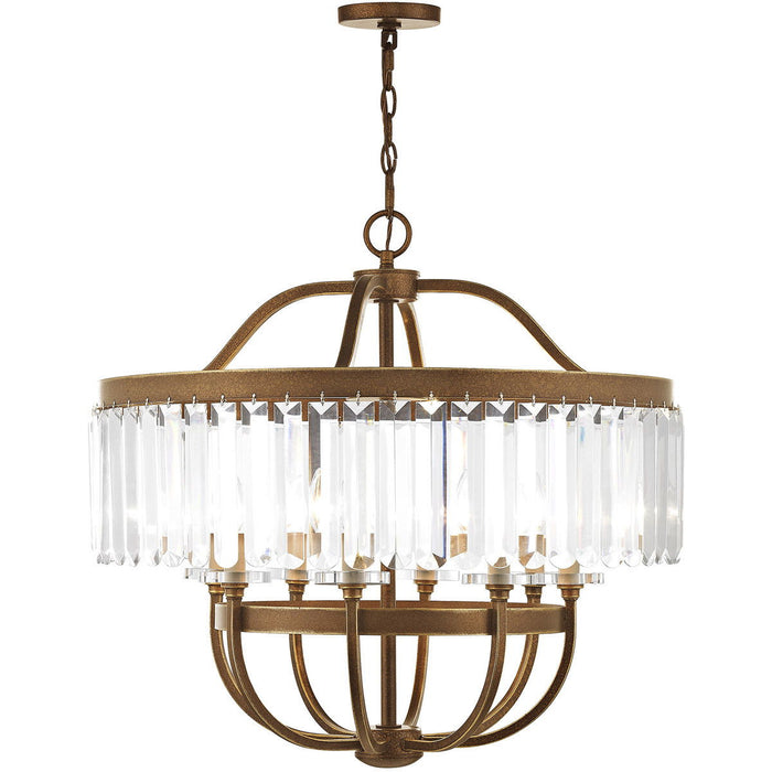 27" Eight Light Dimmable Chandelier With Shades - Bronze