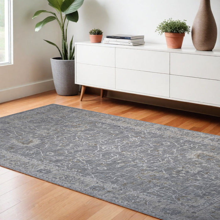 8' x 10' Southwestern Floral Stain Resistant Area Rug - Blue Gray