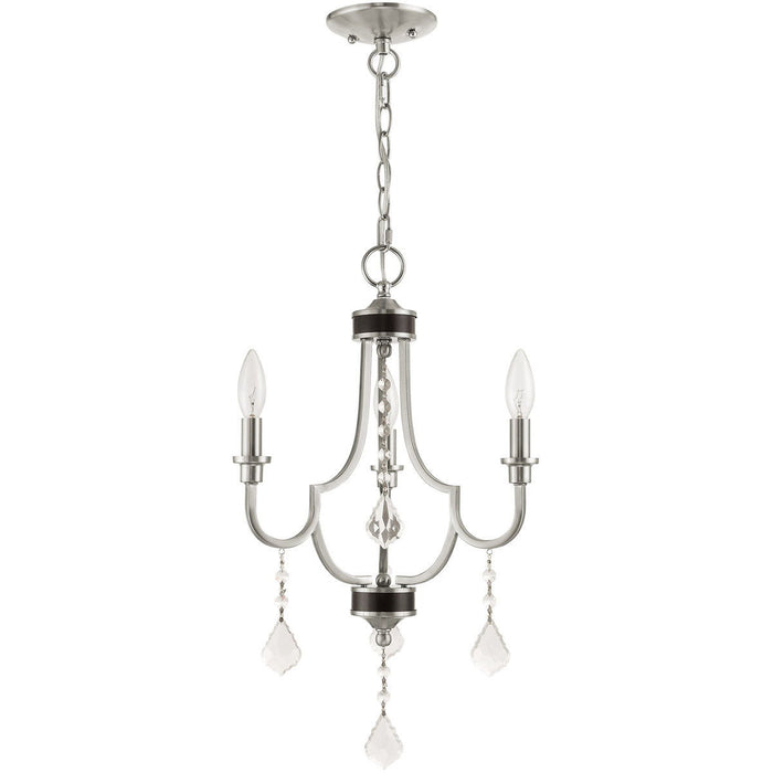 22'' Three Light Dimmable Chandelier With Shades - Nickel