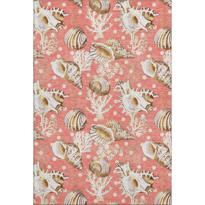 10' X 14' Geometric Washable Area Rug With UV Protection (645816) - Peach / Ivory / Beige