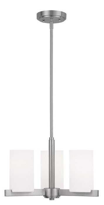 3 Light Metal Dimmable Chandelier With Shades - Nickel / White