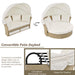 Giga outdoor wicker rattan double patio daybed with retractable canopy, round sofa with four pillows for lawn or garden seating