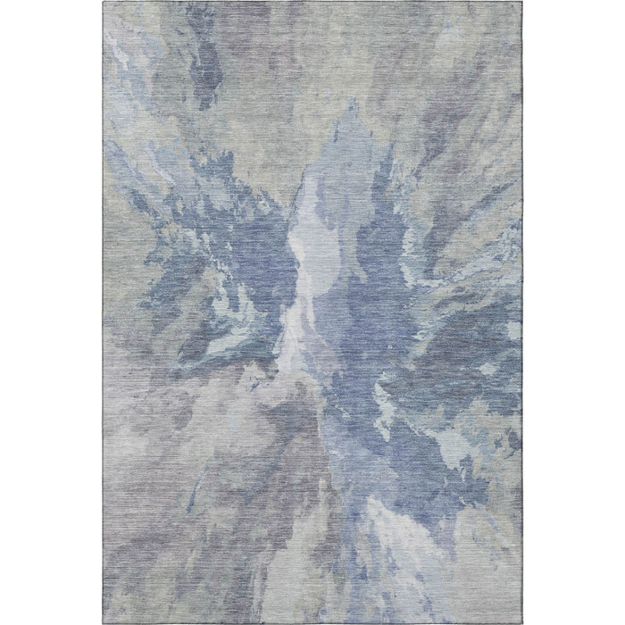 10' X 14' Abstract Washable Area Rug With UV Protection (695438) - Denim Blue / Ivory / Linen
