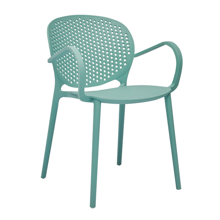 Heavy Duty Plastic Dining Arm Chairs (Set of 4) - Blue