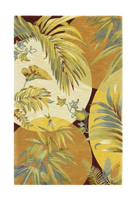 8' x 11' Wool With Greenery Area Rug - Beige