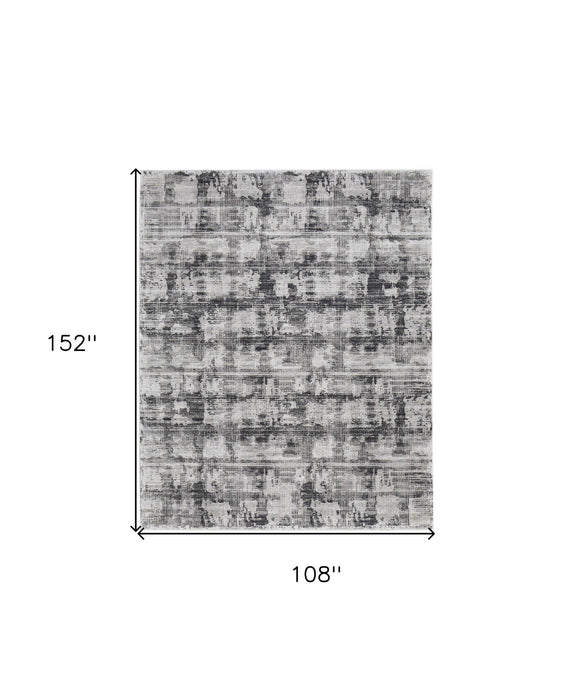 9' x 13' Abstract Power Loom Area Rug - Gray And Ivory