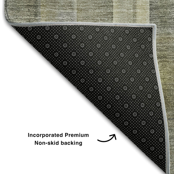 10' X 14' Plaid Washable Area Rug With UV Protection (648016) - Gray / Gold