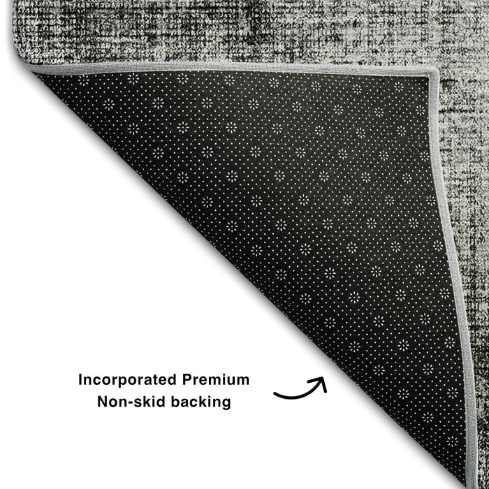 10' X 14' Geometric Washable Area Rug With UV Protection (655884) - Gray / Silver