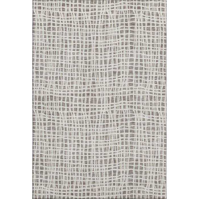 10' X 14' Striped Washable Area Rug With UV Protection - Taupe / Beige