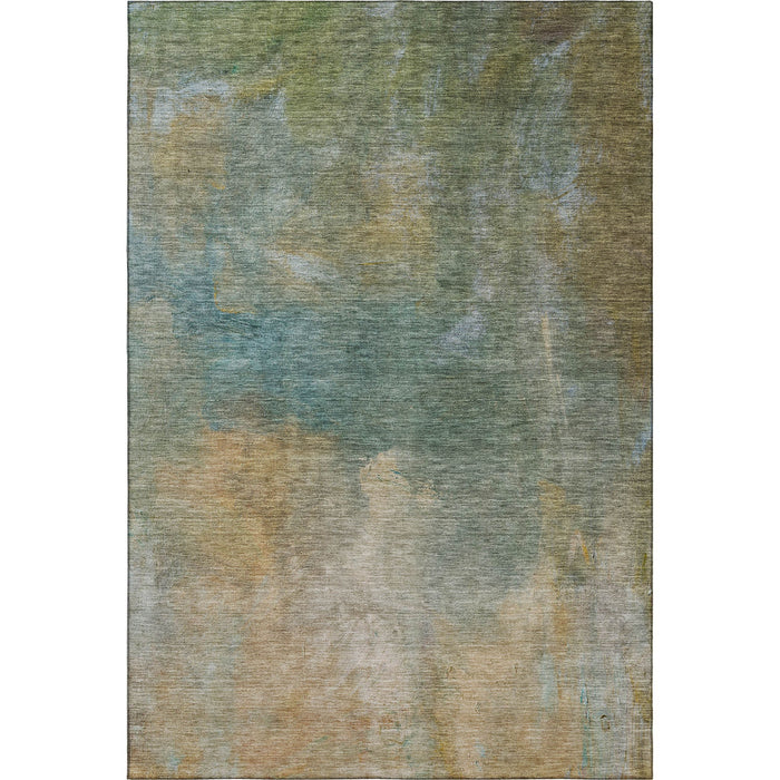 10' X 14' Abstract Washable Area Rug With UV Protection (683626) - Artichoke Green / Beige / Teal