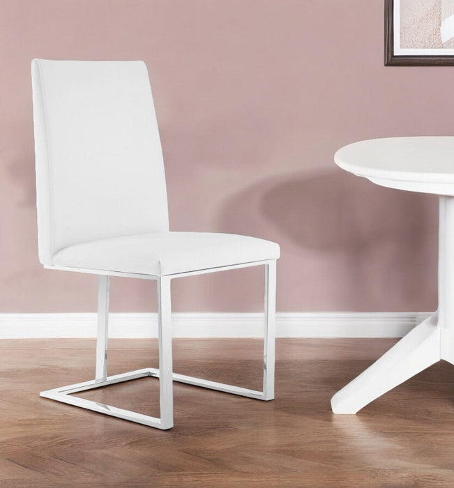 Modern Upholstered Faux Leather Dining Side Chair - White